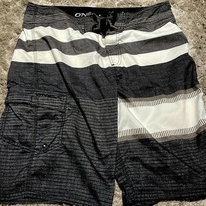 Men’s gray & white O’neill swim shorts size 32